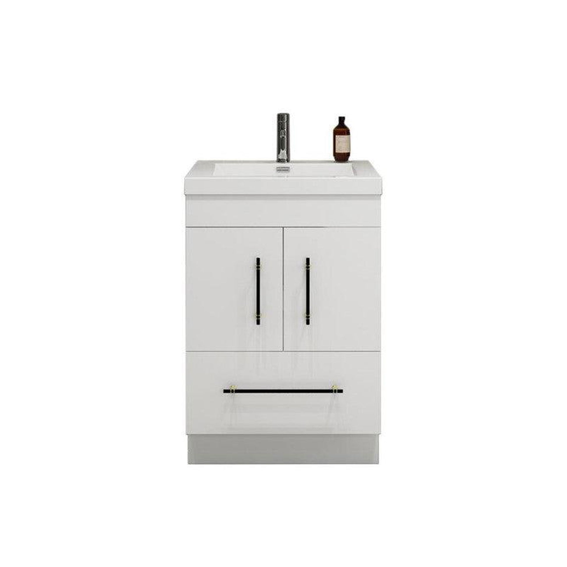 Moreno Bath ELSA 24" High Gloss White Freestanding Vanity With Single Reinforced White Acrylic Sink