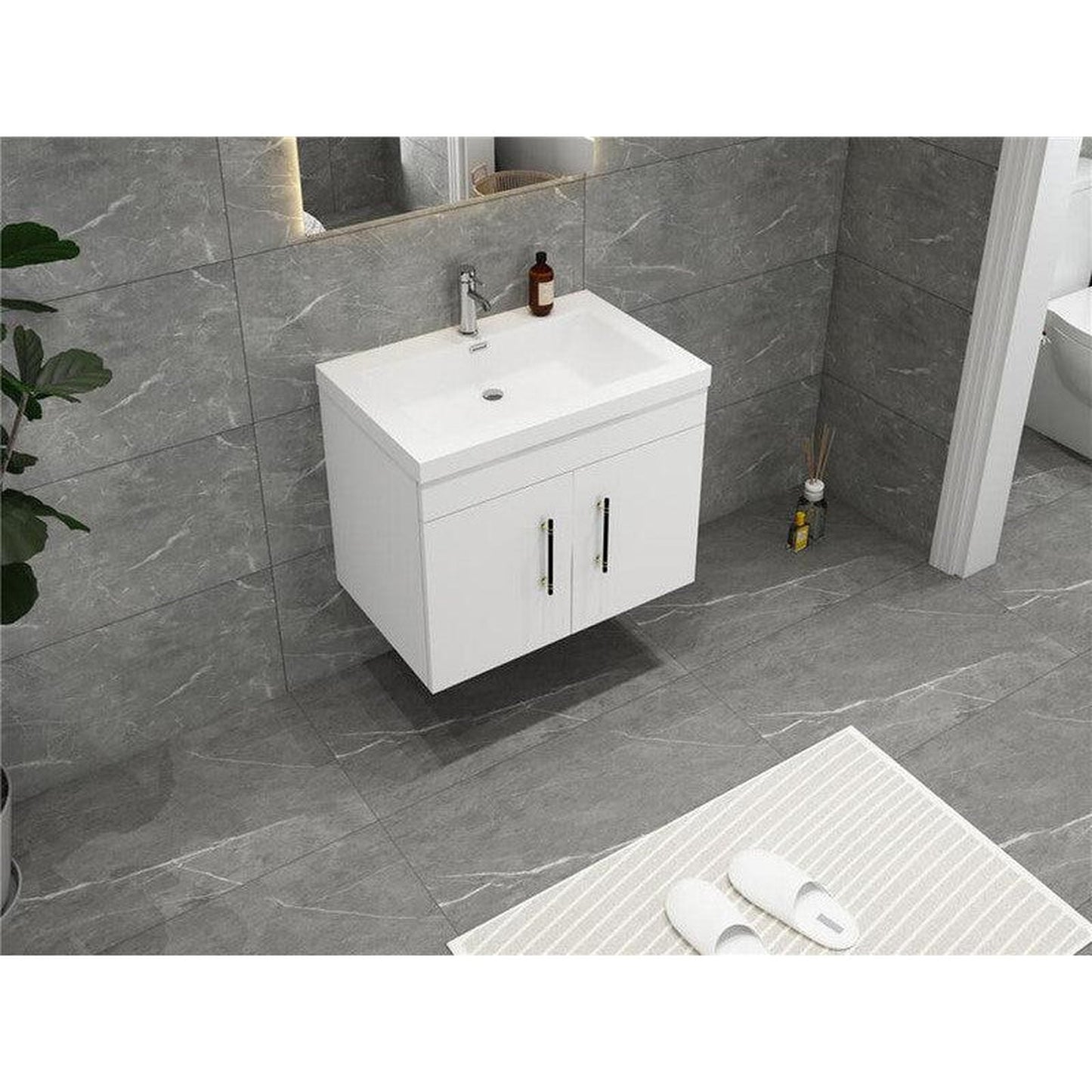 Moreno Bath ELSA 24" High Gloss White Wall-Mounted Vanity With Single Reinforced White Acrylic Sink