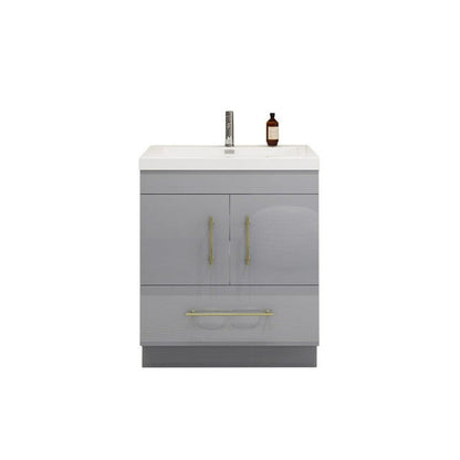 Moreno Bath ELSA 30" High Gloss Gray Freestanding Vanity With Single Reinforced White Acrylic Sink