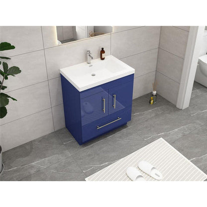 Moreno Bath ELSA 30" High Gloss Night Blue Freestanding Vanity With Single Reinforced White Acrylic Sink