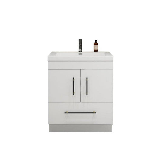 Moreno Bath ELSA 30" High Gloss White Freestanding Vanity With Single Reinforced White Acrylic Sink