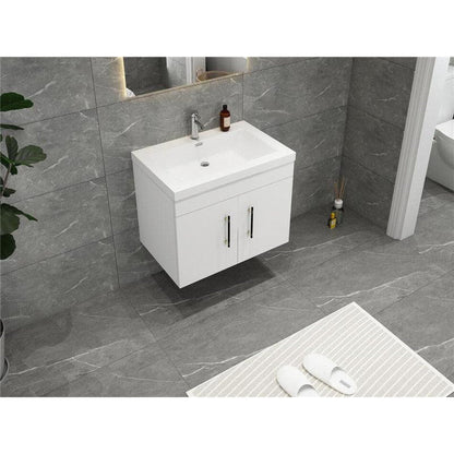 Moreno Bath ELSA 30" High Gloss White Wall-Mounted Vanity With Single Reinforced White Acrylic Sink
