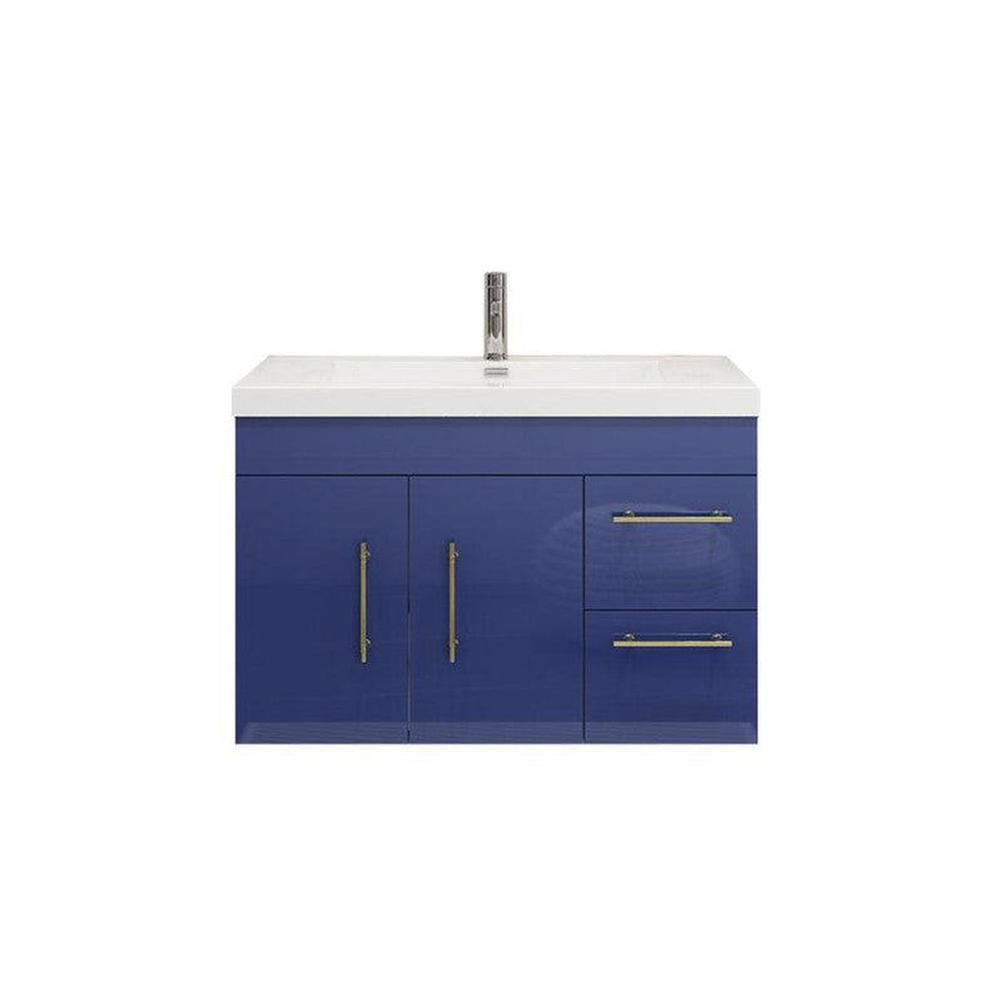 Moreno Bath ELSA 36" High Gloss Night Blue Wall-Mounted Vanity With Right Side Drawers and Single Reinforced White Acrylic Sink
