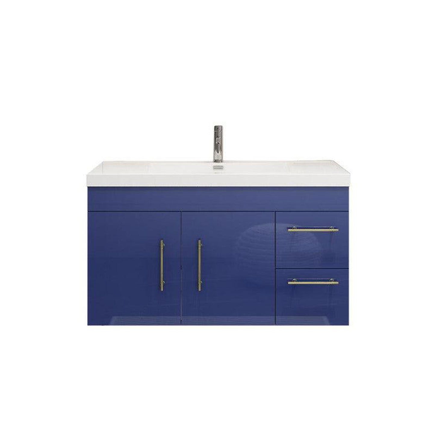Moreno Bath ELSA 42" High Gloss Night Blue Wall-Mounted Vanity With Right Side Drawers and Single Reinforced White Acrylic Sink