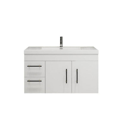 Moreno Bath ELSA 42" High Gloss White Wall-Mounted Vanity With Left Side Drawers and Single Reinforced White Acrylic Sink