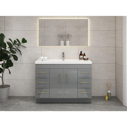 Moreno Bath ELSA 48" High Gloss Gray Freestanding Vanity With Single Reinforced White Acrylic Sink