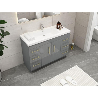 Moreno Bath ELSA 48" High Gloss Gray Freestanding Vanity With Single Reinforced White Acrylic Sink