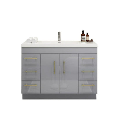 Moreno Bath ELSA 48" High Gloss Gray Freestanding Vanity With Single Reinforced White Acrylic Sink