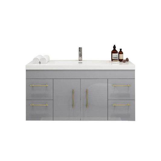 Moreno Bath ELSA 48" High Gloss Gray Wall-Mounted Vanity With Single Reinforced White Acrylic Sink