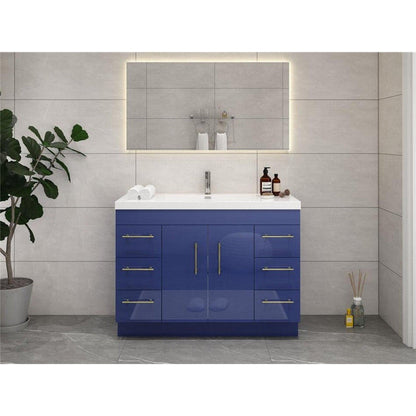 Moreno Bath ELSA 48" High Gloss Night Blue Freestanding Vanity With Single Reinforced White Acrylic Sink