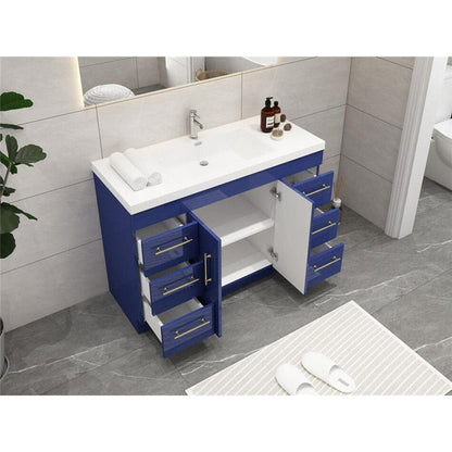 Moreno Bath ELSA 48" High Gloss Night Blue Freestanding Vanity With Single Reinforced White Acrylic Sink