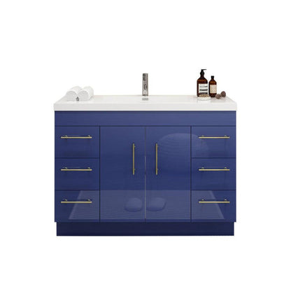 Moreno Bath ELSA 48" High Gloss Night Blue Freestanding Vanity With Single Reinforced White Acrylic Sink
