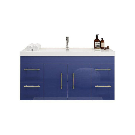 Moreno Bath ELSA 48" High Gloss Night Blue Wall-Mounted Vanity With Single Reinforced White Acrylic Sink