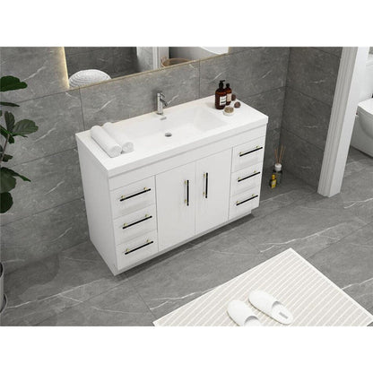 Moreno Bath ELSA 48" High Gloss White Freestanding Vanity With Single Reinforced White Acrylic Sink