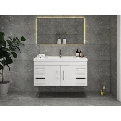 Moreno Bath ELSA 48" High Gloss White Wall-Mounted Vanity With Single Reinforced White Acrylic Sink