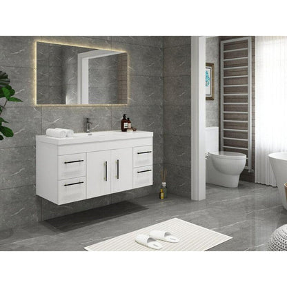 Moreno Bath ELSA 48" High Gloss White Wall-Mounted Vanity With Single Reinforced White Acrylic Sink