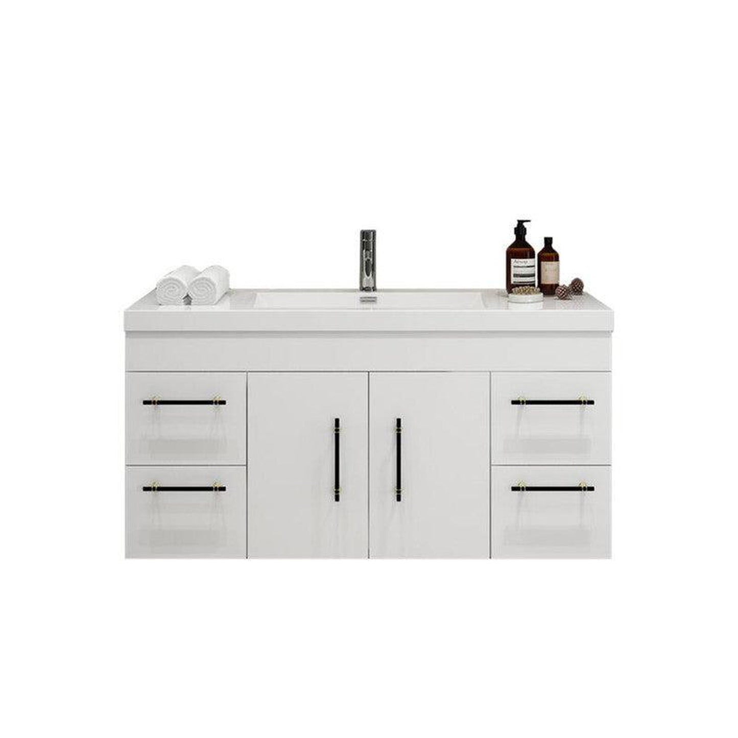 Moreno Bath ELSA 48" High Gloss White Wall-Mounted Vanity With Single Reinforced White Acrylic Sink