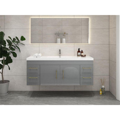 Moreno Bath ELSA 60" High Gloss Gray Wall-Mounted Vanity With Single Reinforced White Acrylic Sink