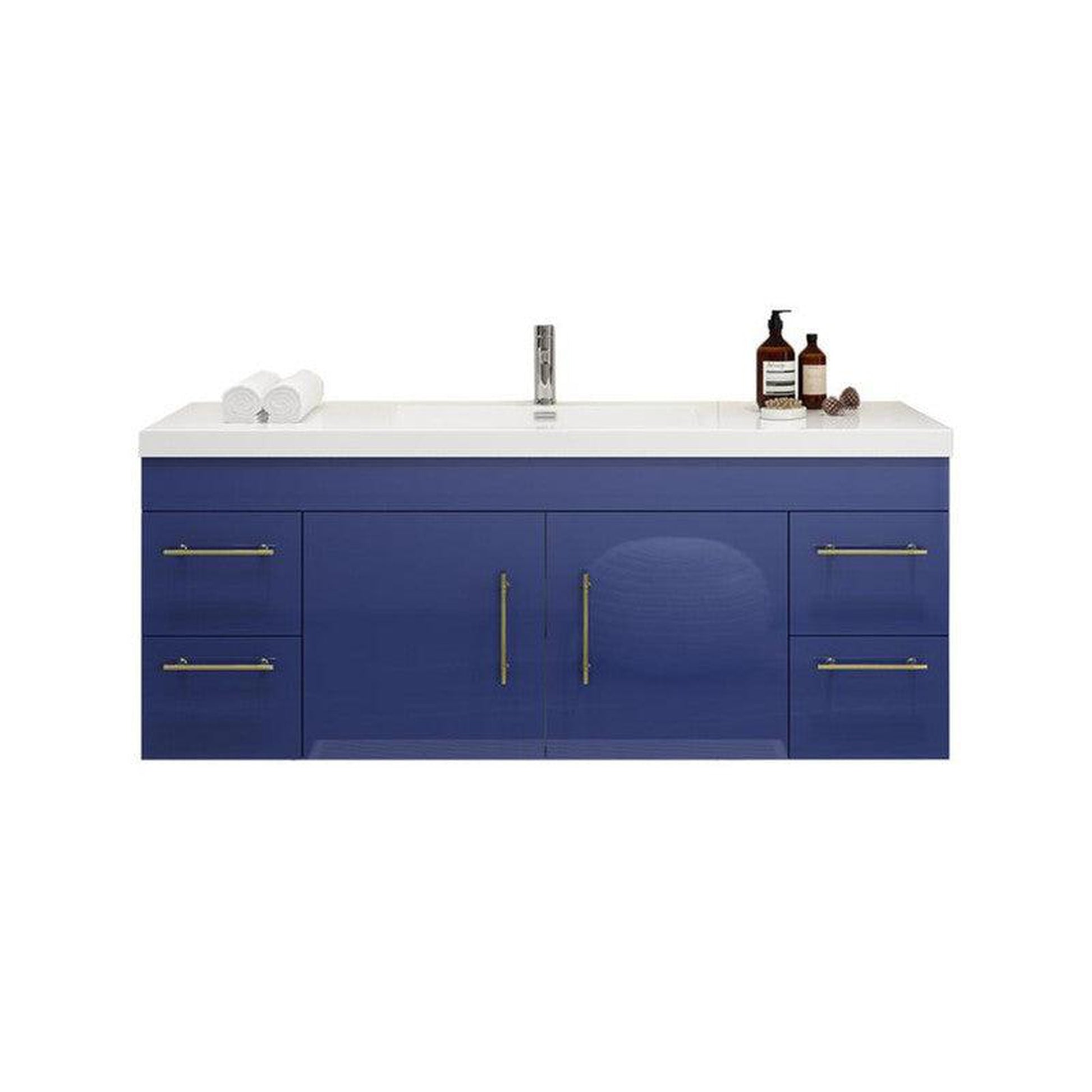 Moreno Bath ELSA 60" High Gloss Night Blue Wall-Mounted Vanity With Single Reinforced White Acrylic Sink