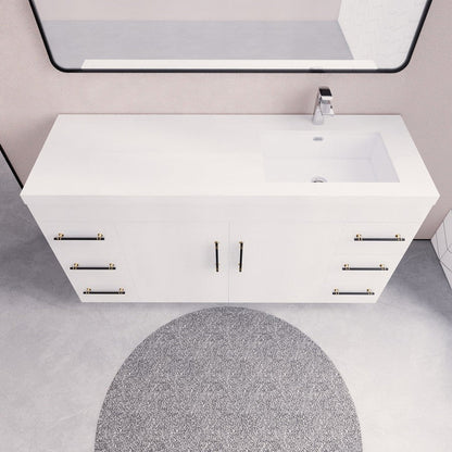 Moreno Bath ELSA 60" High Gloss White Freestanding Vanity With Single Reinforced White Acrylic Right Side Sink