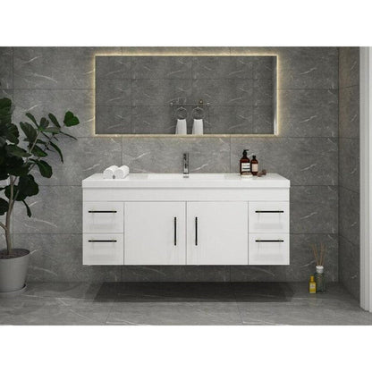 Moreno Bath ELSA 60" High Gloss White Wall-Mounted Vanity With Single Reinforced White Acrylic Sink