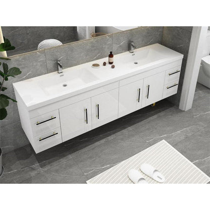 Moreno Bath ELSA 72" High Gloss White Wall-Mounted Vanity With Double Reinforced White Acrylic Sinks