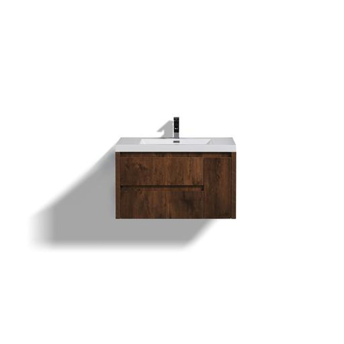 Moreno Bath Jade 36" Rosewood Wall-Mounted Vanity With Single Reinforced White Acrylic Sink