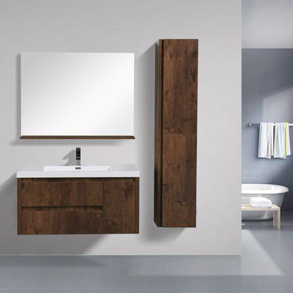 Moreno Bath Jade 42" Rosewood Wall-Mounted Vanity With Single Reinforced White Acrylic Sink