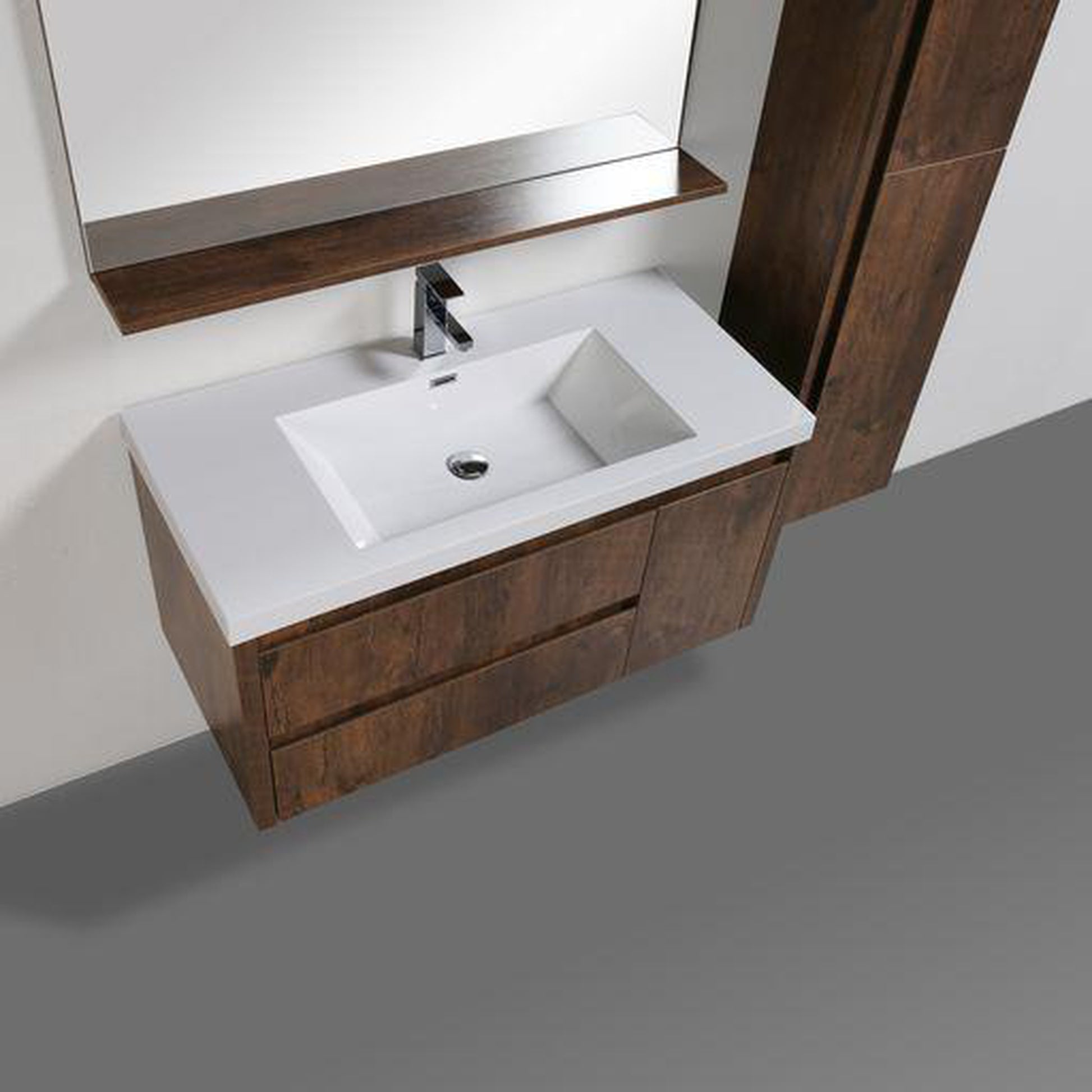 Moreno Bath Jade 42" Rosewood Wall-Mounted Vanity With Single Reinforced White Acrylic Sink