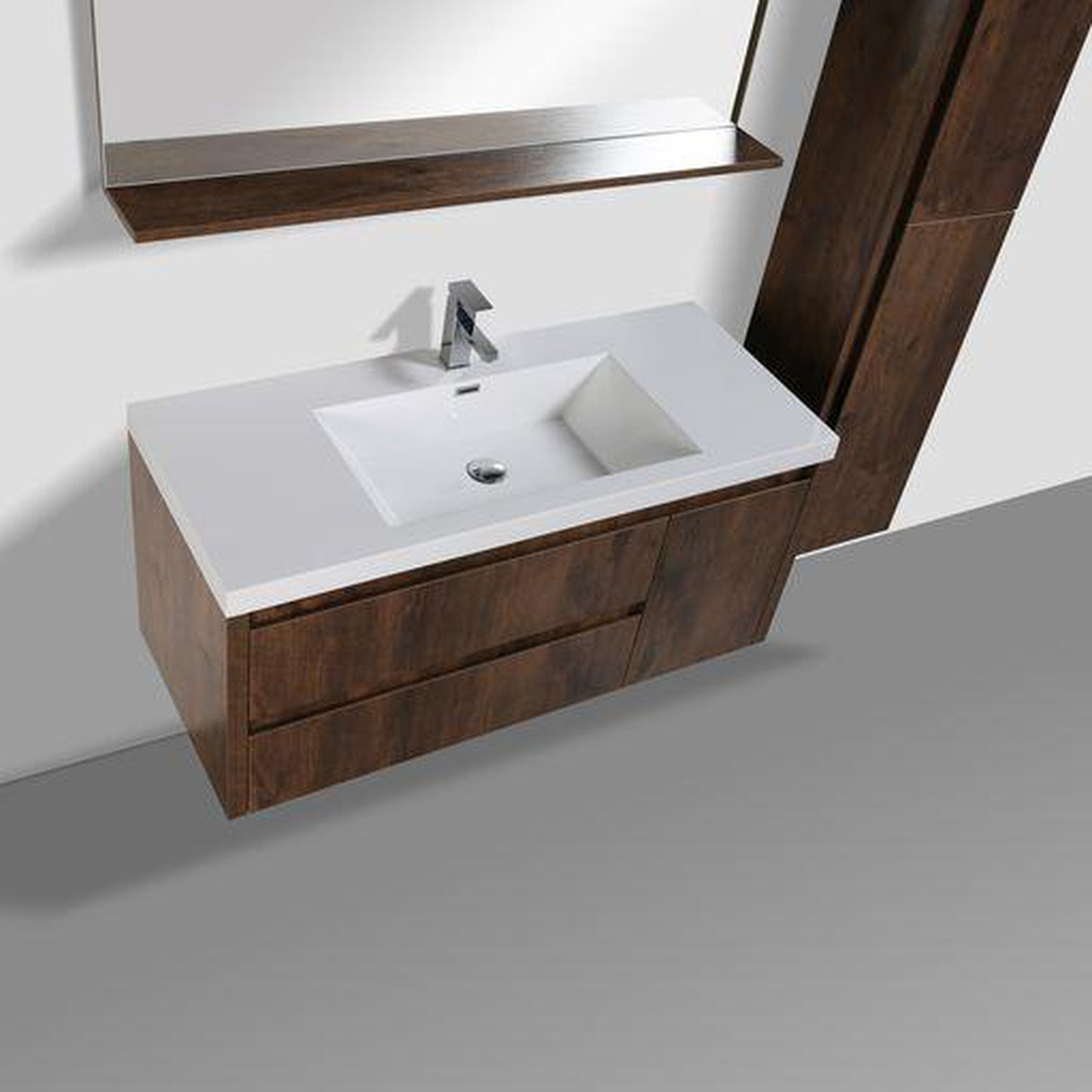 Moreno Bath Jade 48" Rosewood Wall-Mounted Vanity With Single Reinforced White Acrylic Sink