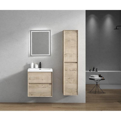 Moreno Bath Kingdee 24" Light Oak Wall-Mounted Vanity With Single Reinforced White Acrylic Sink