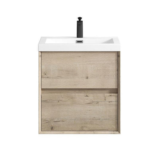 Moreno Bath Kingdee 24" Light Oak Wall-Mounted Vanity With Single Reinforced White Acrylic Sink