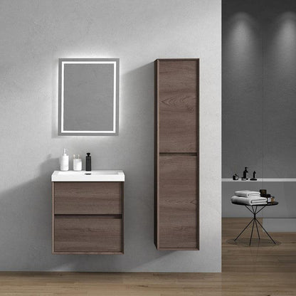 Moreno Bath Kingdee 24" Red Oak Wall-Mounted Vanity With Single Reinforced White Acrylic Sink