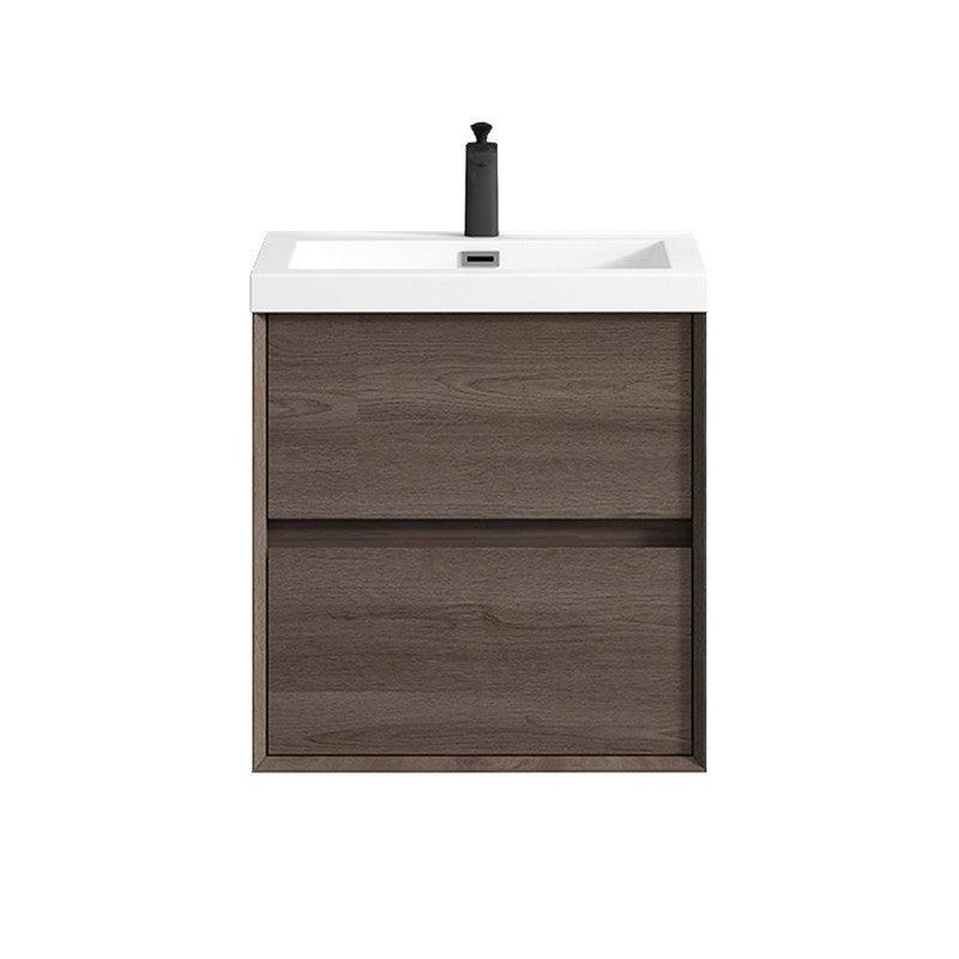 Moreno Bath Kingdee 24" Red Oak Wall-Mounted Vanity With Single Reinforced White Acrylic Sink