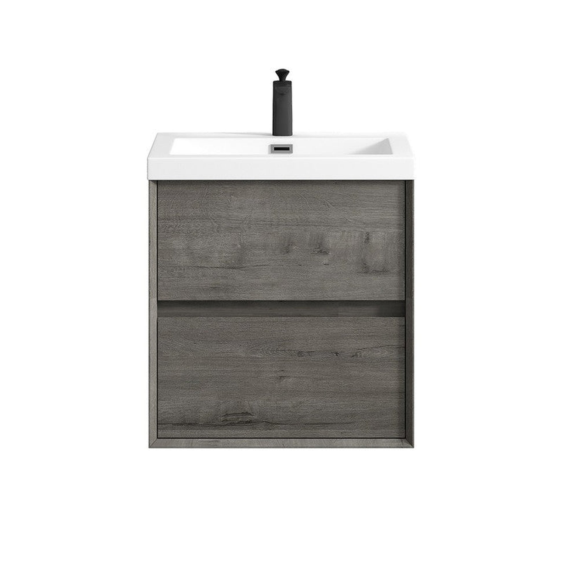 Moreno Bath Kingdee 24" Smoke Oak Wall-Mounted Vanity With Single Reinforced White Acrylic Sink