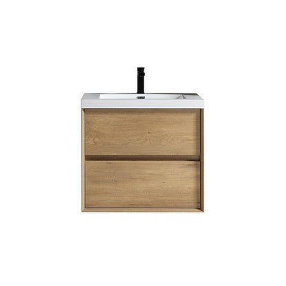 Moreno Bath Kingdee 24" White Oak Wall-Mounted Vanity With Single Reinforced White Acrylic Sink