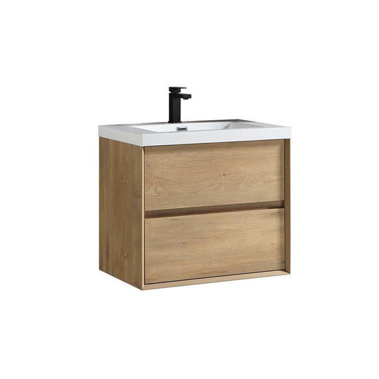 Moreno Bath Kingdee 24" White Oak Wall-Mounted Vanity With Single Reinforced White Acrylic Sink