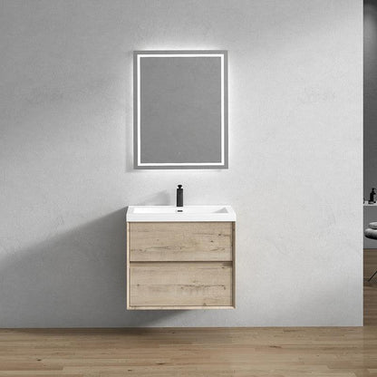 Moreno Bath Kingdee 30" Light Oak Wall-Mounted Vanity With Single Reinforced White Acrylic Sink