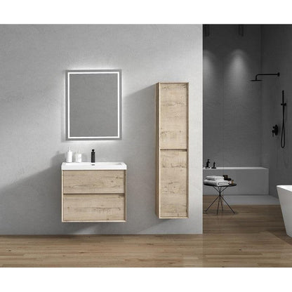 Moreno Bath Kingdee 30" Light Oak Wall-Mounted Vanity With Single Reinforced White Acrylic Sink