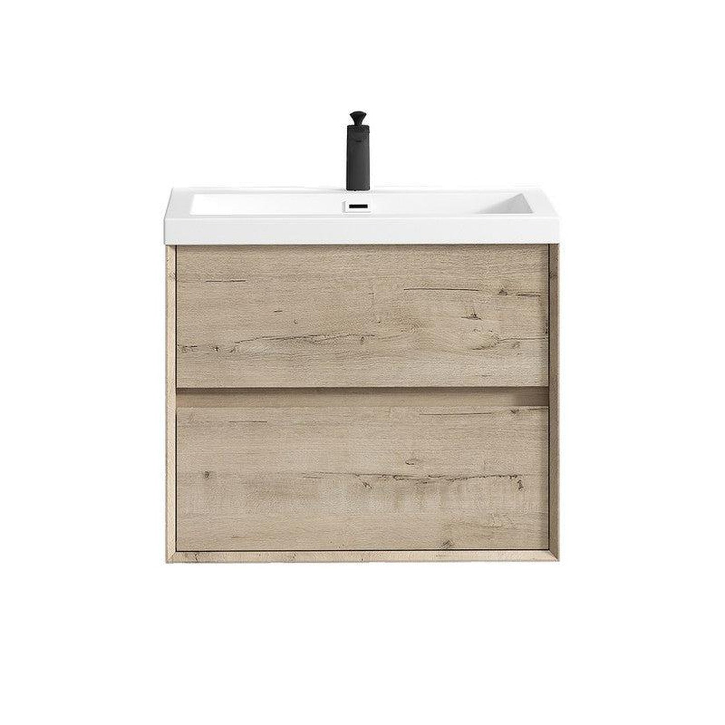 Moreno Bath Kingdee 30" Light Oak Wall-Mounted Vanity With Single Reinforced White Acrylic Sink