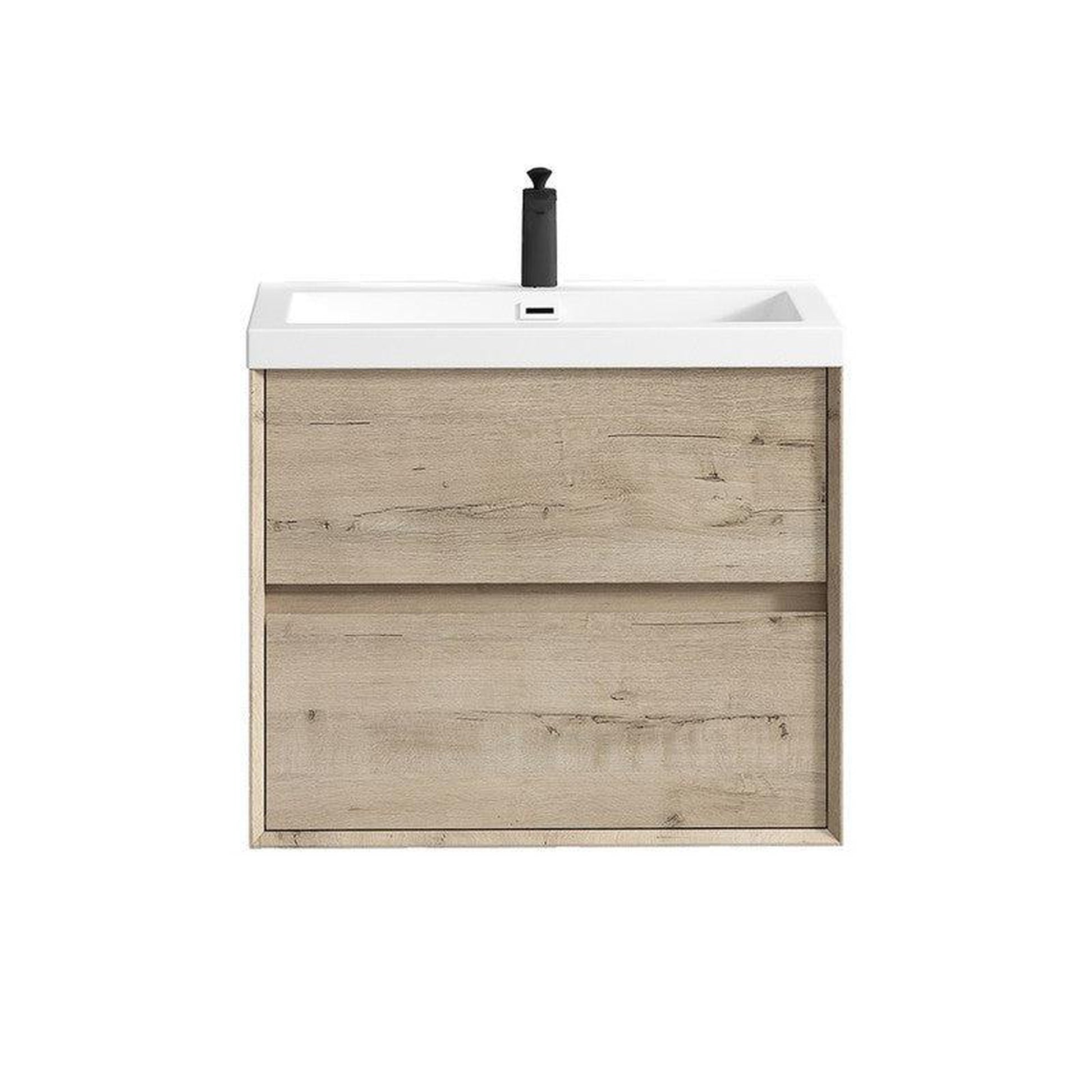 Moreno Bath Kingdee 30" Light Oak Wall-Mounted Vanity With Single Reinforced White Acrylic Sink