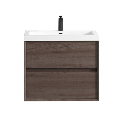 Moreno Bath Kingdee 30" Red Oak Wall-Mounted Vanity With Single Reinforced White Acrylic Sink