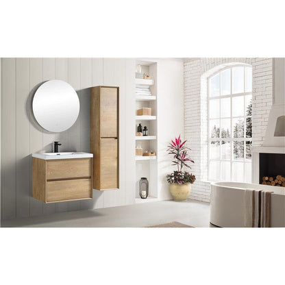 Moreno Bath Kingdee 30" White Oak Wall-Mounted Vanity With Single Reinforced White Acrylic Sink