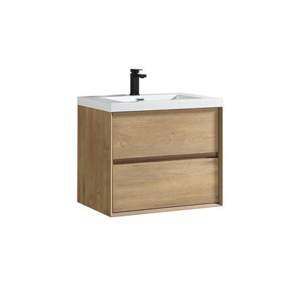 Moreno Bath Kingdee 30" White Oak Wall-Mounted Vanity With Single Reinforced White Acrylic Sink