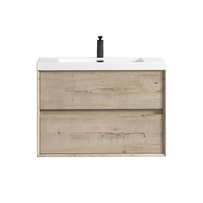 Moreno Bath Kingdee 36" Light Oak Wall-Mounted Vanity With Single Reinforced White Acrylic Sink