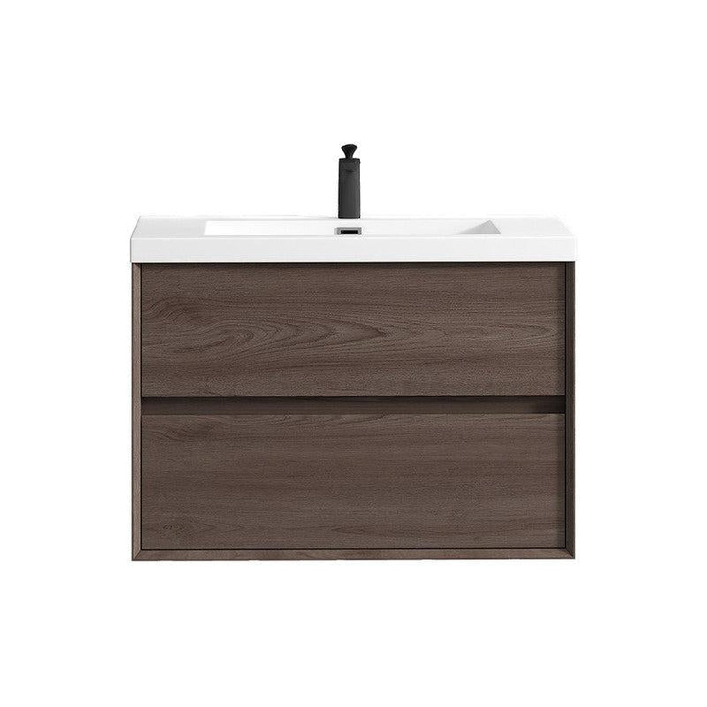 Moreno Bath Kingdee 36" Red Oak Wall-Mounted Vanity With Single Reinforced White Acrylic Sink