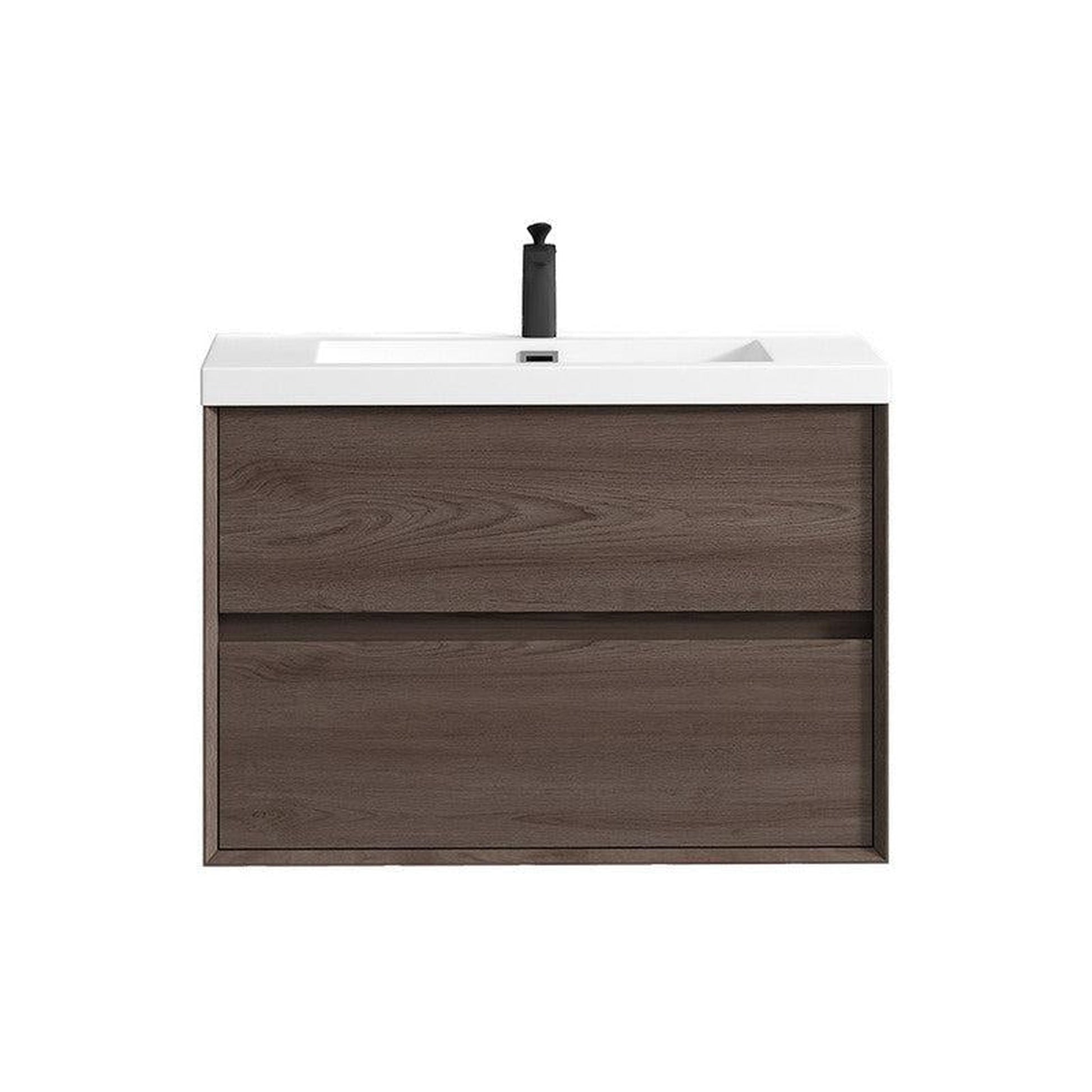 Moreno Bath Kingdee 36" Red Oak Wall-Mounted Vanity With Single Reinforced White Acrylic Sink