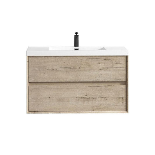 Moreno Bath Kingdee 42" Light Oak Wall-Mounted Vanity With Single Reinforced White Acrylic Sink