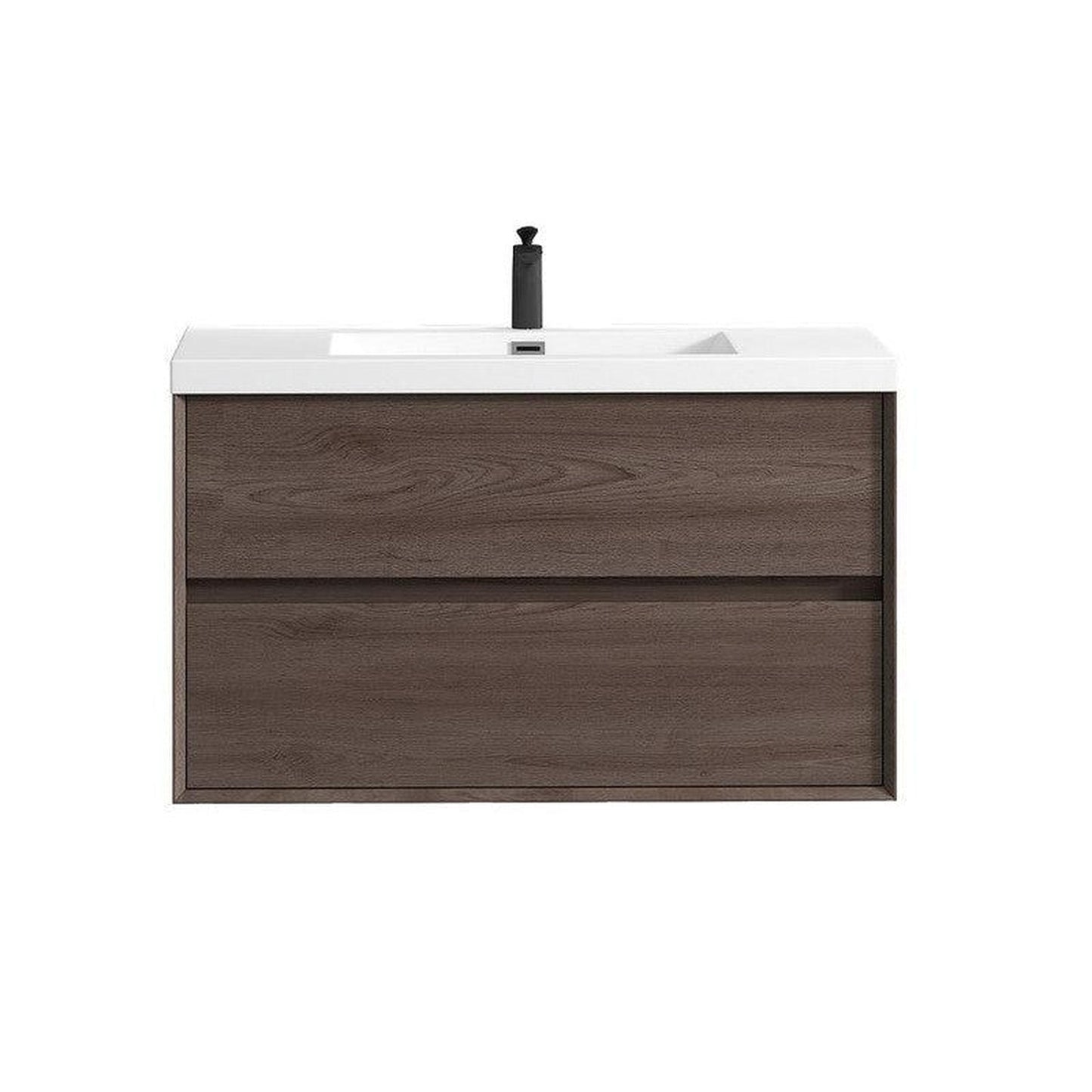 Moreno Bath Kingdee 42" Red Oak Wall-Mounted Vanity With Single Reinforced White Acrylic Sink