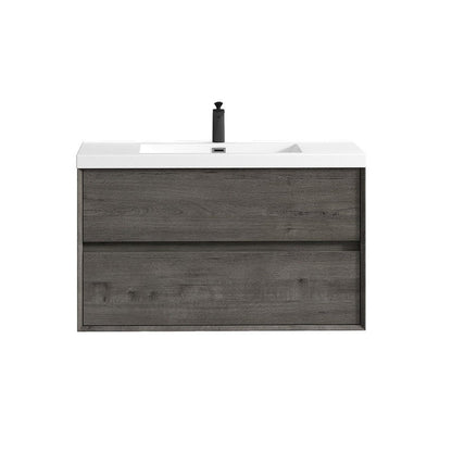 Moreno Bath Kingdee 42" Smoke Oak Wall-Mounted Vanity With Single Reinforced White Acrylic Sink